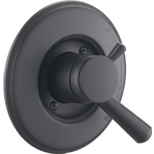 Shower Trim Kit Replacement for 17 Series, Shower Cover Plate with Handle, Matte Black(Valve & Catridge Not Inclued)