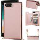 Bocasal Crossbody Wallet Case for iPhone 7 Plus/8 Plus Credit Card Holder PU Leather Kickstand Shockproof Detachable Cross Body Strap Lanyard Magnetic Closure 5.5 inch(Rose Gold)