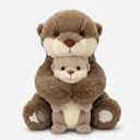 Breathing Stuffed Animal, Detachable Mother and Baby Otter Plush, Pure Belly Motion with Volume Control, Washable Sleeping Otter Plush Breathing for Adults and Kids Anxiety Relief