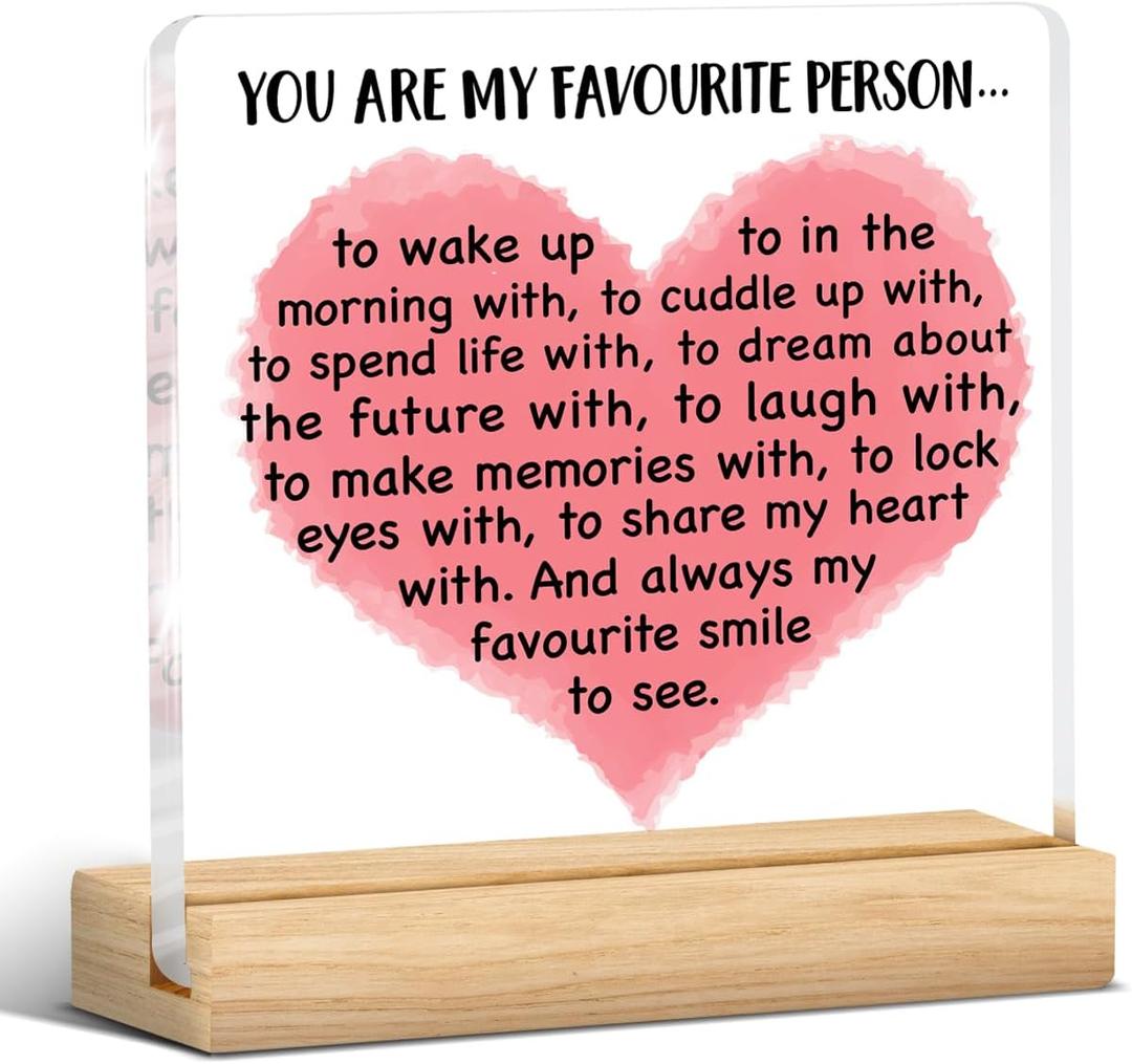 Love Gifts for Her, Anniversary Valentines Day Gifts for Her Wife Girlfriend You Are My Favorite Person Acrylic Desk Plaque Sign Home Decor