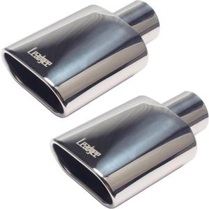 Set of 2 Square Exhaust Tip 2.5" Inlet 3" x 5.5" Outlet 9" Long Chrome Stainless Steel Polished Diesel Pipe Weld-On