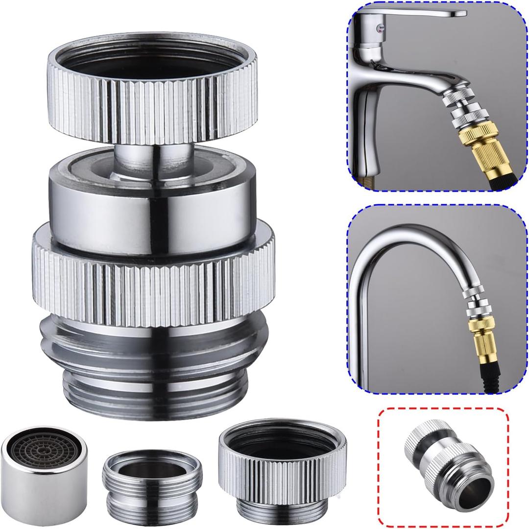 Brass sink faucet to garden hose adapter, Ceaeso Sink Faucet Adapter Kit with Aerator,Multi-thread garden hose adapter for male to female connectors