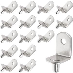 5mm Shelf Pegs L-Shaped Cabinet Support Pins Bracket Style Clips for Bookcase Kitchen Closet Shelves Holders,16 PCS Nickel Plated Silver