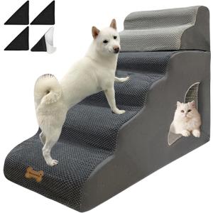 dog stairs for small dogs to 30 inches high beds, 6 step dog ramp stair for 18-36 inches couch-bed,pet stairs for small old meduim large dogs cats,Non-Slip balanced 6 tiers ladder, 75 pounds Studry 33D