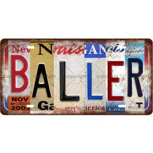 BALLER Vintage Metal Tin Sign, License Plate, Home Decor, Room Decor, Wall Decor, Bathroom Decor, Bar Decor, Cafe Decor, Garage Decor, 12 x 6 Inch