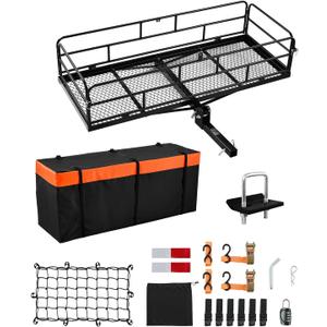 VEVOR 60" x 24" x 14", Hitch Cargo Carrier, 500 lbs Capacity Hitch Cargo Carrier with Cargo Net & Waterproof Cargo Bag, Folding Hitch Mount Cargo Carrier with Reflective Reminder, Fit for SUVs