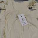 LYXIOF Toddler Baby Girl Cotton Linen Summer Dress Ruffle Sleeve Back Bowknot Kids Beach Dresses Beige 120CM