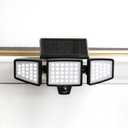 Insert Solar Lights AMS1971 1,000 Lumens Motion-Activated Triple-Head Solar-Powered Security Light with Tool-Free Gutter Mount Bracket (Black)