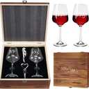 AW BRIDAL Mr and Mrs Wine Glasses Wedding Gifts for Couples 2026, Engagement Gift for Newly Engaged Couple, Bridal Shower and Bachelorette Gifts for Bride, Wine Opener Stopper and Wooden Keepsake Box