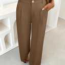 ZESICA Women's Wide Leg Dress Pants 2026 High Waisted Business Casual Palazzo Pants Work Office Slacks Trousers (Brown, S)
