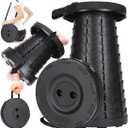 Fishboy Upgraded Collapsible Stool, 400lbs Max Weight, Lightweight But Sturdy, Portable Retractable Folding Telescoping Foldable Camping Stool for Adults Outdoor Fishing Hiking Travel BBQ (Black)