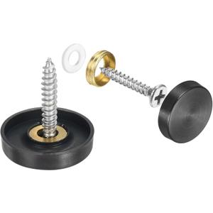 uxcell 16 Pcs Screw Covers Caps, 304 Stainless Steel Mirror Screws Decorative Caps Cover Nails, Mirror Screws Fasteners for Sign Advertising Hardware Construction, 22mm Diameter, Black