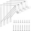 4 Pack Heavy Duty Closet Shelf & Rod Brackets, Wall Mounted Closet Shelf Brackets, 11 x 10.2 Inch Closet Shelf Brackets with Rod Support, White