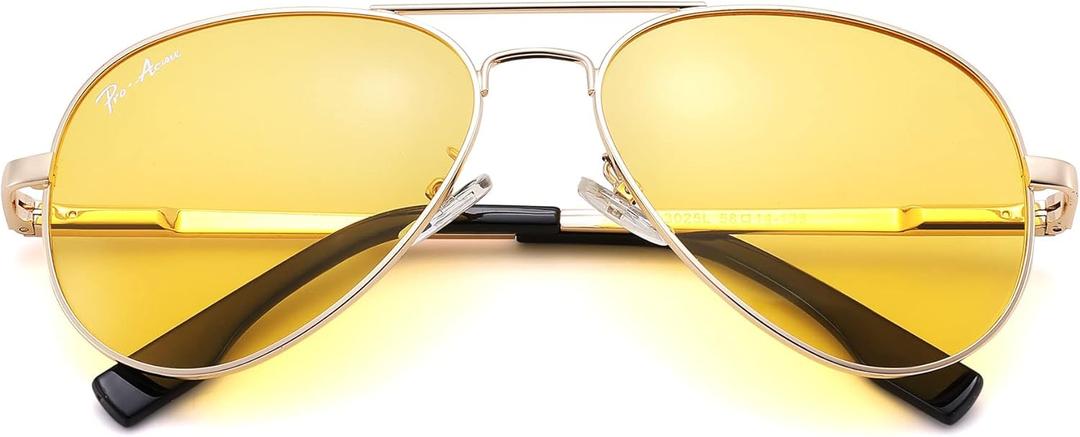 Pro Acme Classic Polarized Aviator Sunglasses 100% UV Protection, 52mm 58mm 63mm (B4 Gold Frame/Yellow Lens)