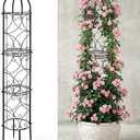 73" Garden Obelisk Trellis for Climbing Plants Outdoor with Bird Finial, 6.2 FT Plant Support for Tomato, Rose, Grape, Pea, Cucumber, Vines, Rustproof Coated Metal Flower Tower for Potted Plants