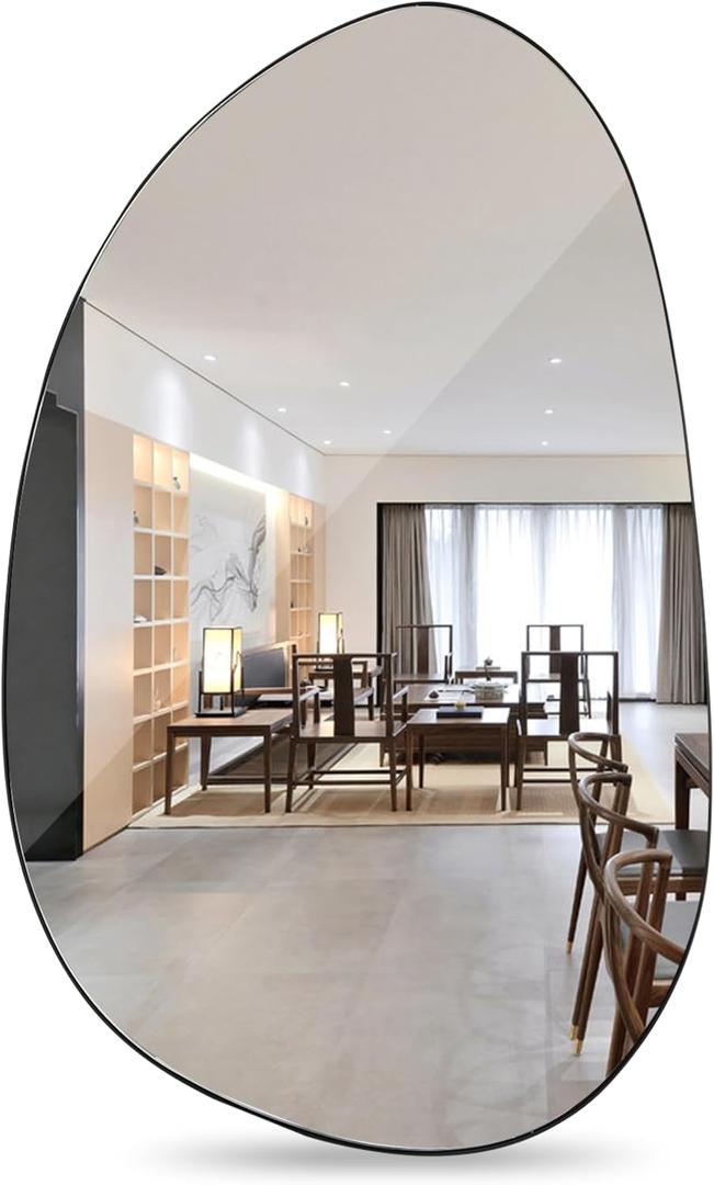 Hamilton Hills Irregular Shaped Wall Mirror - Asymmetrical Accent Mirror - Modern Wall Mounted Mirror - Suitable for Bedroom and Living Room - Frameless Shaped - 33.5" L x 20.5" W