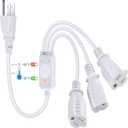 Feekoon 3 Plug 120V Heat Cable Controller, Outdoor Thermostat Controlled Extension Cord, Turns on Below 32F, Off Above 50F for Coop Heaters Deicers Water Pipe Heating Tapes, Energy Saving