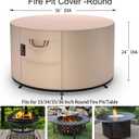 QH.HOME Fire Pit Cover Round-36" D X 24" H Inch Heavy Duty 900D Strong Tear-Resistant and UV Resistant and Waterproof and Fading Resistant Polyester Firepit Covers Round for Outdoor Fire Pit-Wheat