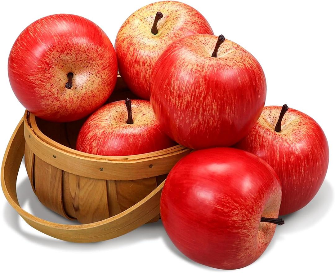 Artificial Apples Fake Frutis Apples, Simulation Apples for Home Decoration Lifelike Normal Size Apples Fake Apples for Kichen Party Chirstmas Decor (6 Pcs Red Apple)