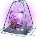 Meonum Mini Greenhouse with 10W 200 LED Grow Light Bulbs for Indoor, 27 x 27 x 30 Pop Up Small Greenhouse Cover with Bottom Waterproof Bottom Mat for Indoor Outdoor Plants Seed Starting