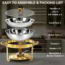 4-Pack 6QT Chafing Dishes for Buffet, 304 Stainless Steel Chafing Dish Buffet Set with Glass Lids & Lid Holders – Food Warmers for Parties, Weddings, Birthdays & Catering, Gold