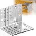 Shimeyao 4 Pcs 4x4x3-1/2 in Steel l Right Angle Bracket 2mm Thick Metal Angle 90 Degree Reinforcing Rib Corner Brace l Bracket for Wood Shelf Furniture Cabinet