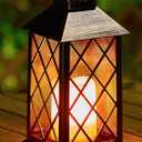 Solar Lantern Lights Hanging Lanterns Outdoor， PVC Waterproof LED Flickering Flameless Candle Decorative Solar Lantern, for Patio Courtyard Garden