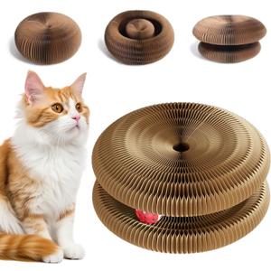 Cat Toy, Kitty Cat Scratchers for Indoor Cats Magic Organ Foldable Cardboard Cat Scratcher Kitty Toy Interactive Relieve Boredom and Exercise Brown