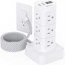 Power Strips with Surge Protection, Flat Plug Power Strip with 12 Outlets 4 USB Ports, Charging Station Tower 1875W/15A 1080J 6Ft Extension Cord with Multiple Outlets, Office Supplies, Dorm Essentials