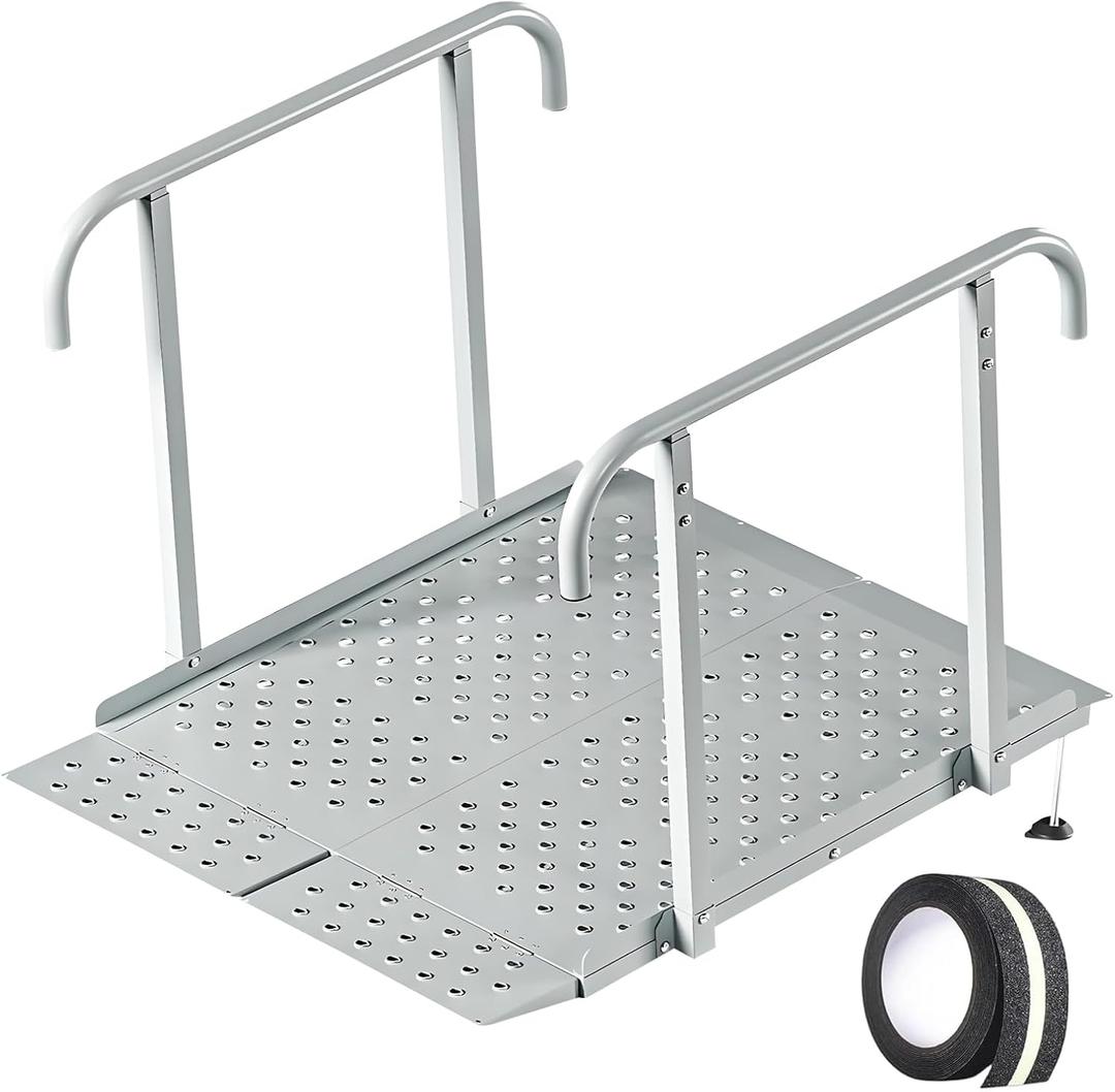 39" Folding Wheelchair Ramp with Handrails, 440LB Heavy Duty Portable Wheelchair Ramp for Steps, Adjustable Height 1"-7", Extra Wide Handicap Ramp for Home, Mobility Scooter & Doorway Access.
