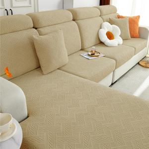 hyha Individual Couch Cushion Covers, Stretch Magic Sofa Seat Cushion Covers Washable, Dog Couch Sofa Slipcover for Pets, Kid with Elastic Bottom(1 PC, Taupe)