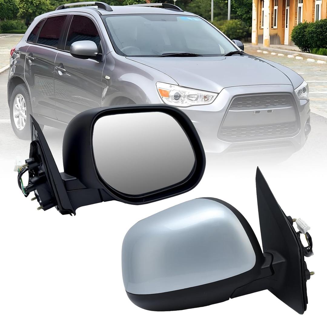 Right Passenger Side Mirror Compatible with 2011-2022 Mitsubishi Outlander Sport 2010-2013 Mitsubishi Outlander Door Mirrors Replacement Power Heated Manual Folding Prime Paintable 5 Pins