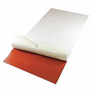Rubber Sheet, Silicone, Rubber Width 10 in, Rubber Length 2 ft, Rubber Thickness 1/16 in, 30A, Adhesive Backing