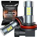 SEALIGHT H11 H8 H16 LED Fog Light Bulbs or DRL, Real 360 illumination Fog Bulbs, 6000K 400% Brightness Upgraded, H16 Front Fog Lamp,Non-polarity, Pack of 2, Plug&Play