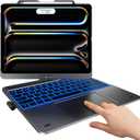 typecase Touch Case with Keyboard for iPad Pro 13-inch(M4, 2024), iPad Air 13-inch(M3, 2025/M2, 2024) & iPad Pro 12.9(6th/5th/4th/3rd Gen), Trackpad, 360 Rotatable, 11-Colors Backlit, Midnight Gray