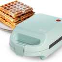 Tasty Mini Nonstick Waffle Maker, Perfect for Individual Waffles, Hash Browns, Brownies and more, Quick Results, Easy Clean Up, 600W, Aqua