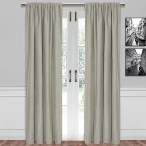 SUN+BLK Bradley Total Blackout Curtain Textured Thermal Insulated 1 Panel with Rod Pocket, Khaki, 52x84, Wide Width