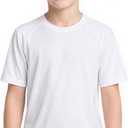 Toddler Boys Swim Shirts Rash Guard Kids UPF 50+ Quick Dry, 6M-15Y (White, XL)