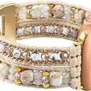 Boho Bracelet Compatible with Apple Watch Band 41mm 40mm 42mm 38mm 49mm 46mm 45mm 44mm Natural Stone Beaded iWatch Band Women Men Apple Watch Strap Ultra Series 11/10/9/8/7/6/5/4/3/2/1/SE 3/Ultra 3