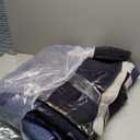 Washable Low-Profile Geometric Area Rug, 0.2 inch Thin Abstract Rug Design for Living Room & Bedroom Decor, 6x9 ft Blue Grey Modern Non-Slip Floor Rug