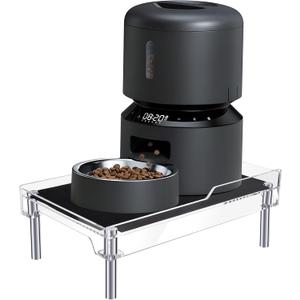 Beautyflier Raised Dog Feeder Stand Elevated Holder for Automatic Cat & Dog Feeders Pet Water Bowl Dispenser Stand Adjustable Fits Small Jugs Holds 5KG, Black (Holder ONLY) (Clear)