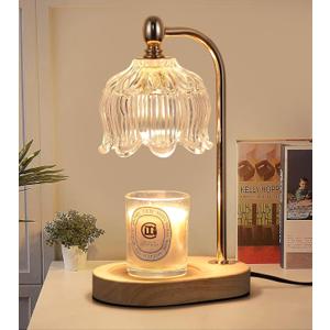 Candle Warmer Lamp with Timer and Dimmer,Electric Gold Light Gifts for Women Melt Wax Warmer Lamp with 2 Bulbs for Candle Jars House Warming New Home Decor Bedroom (Gold flower)