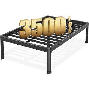 18 Inch Queen Bed Frame with Round Corner Edge Legs, 3500 lbs Heavy Duty Metal Platform Bed Frame Queen Size, Steel Slats Support/No Box Spring Needed/Noise Free/Non-Slip