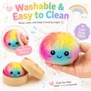 Vibrant Rainbow Gradient Dumpling Squishies Stress Balls, Colorful Squishies Dumpling Fidget Sensory Toy with Food Steamer, Squeeze Dough Ball for Stress Relief, Stretchy Desk Toys Gift