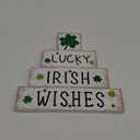 Saysurey 4 Pcs St. Patrick's Day Table Decor Vintage Valentines Block Sign Reversible Wooden Love Centerpieces St. Patrick's Day Irish Shamrock Decoration for Home Shelf Tiered Tray Decor