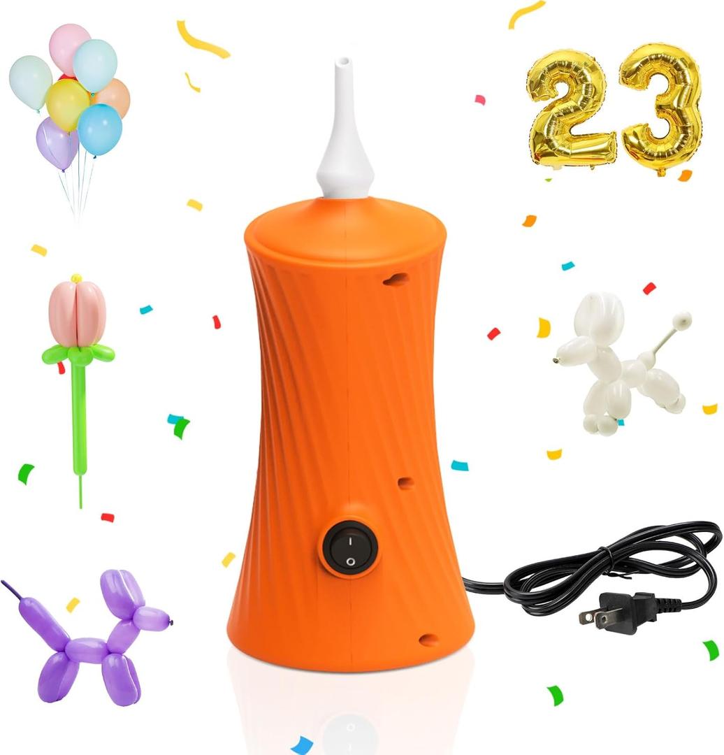 AXHJ Balloon Pump Electric Air Pumps for Long Balloons, Electric Air Balloon Pump, Balloon Inflator for Foil Twisty Animal Balloons in Birthday Party for Decorations (Orange)