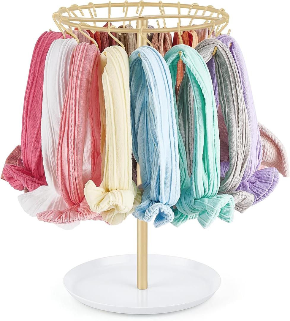 Dahey Headband Holder Hair Bow Organizer for girls Metal Baby Headband Storage with 30 Hooks Modern Hair Accessories Organizer Bow Rack Storage Stand Display for Girls Baby Room Decor