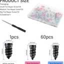 3 x 60PCS Tire Screw Plug Repair Kit,Self-Service Tire Repair Kit Includes 3 Sizes of Screw in Tires Plugs & Screwdriver for Quick Repairs,Professional Tires Repairs Rubber Nail (60PCS)