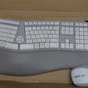 MEETION Ergonomic Keyboard and Mouse, Wireless Keyboard with Vertical Mouse, Split Curved Keyboard with Wrist Rest, Natural Typing Full Size for Windows/Mac/PC/Laptop, Gray