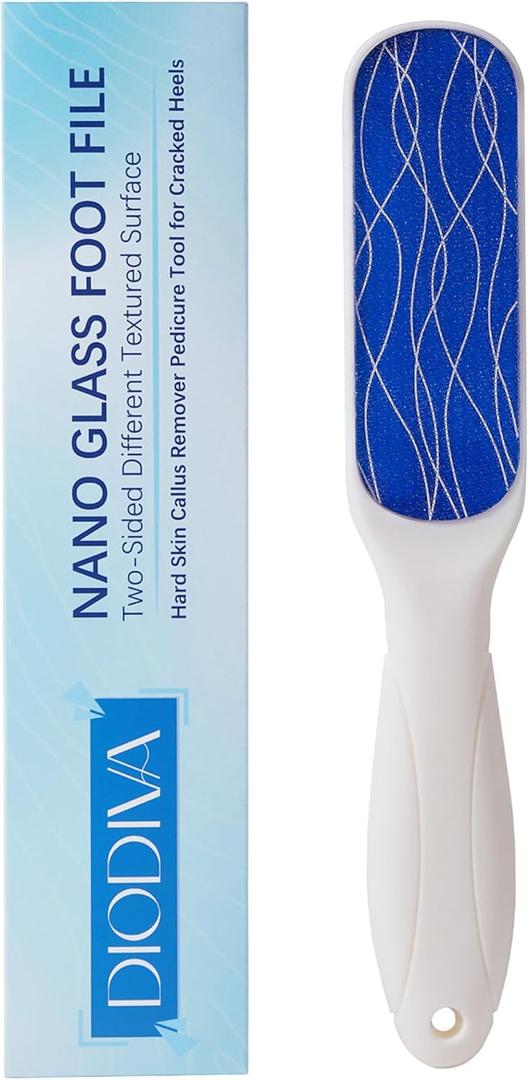 Nano Glass Foot File, Double-Sided Foot Callus Remover Feet Scrubber Hard & Dead Skin Hygienic Pedicure Tool in Shower Heel Scraper for Cracked Heels Smooth Feet Care Lima para Los pies (White)
